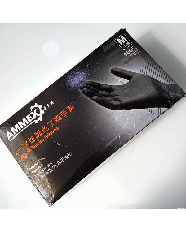 Перчатки black Ammex нитрил текстура по всей ладони M 1пара
