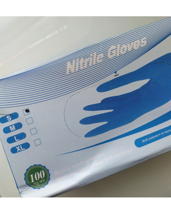 Перчатки голубые Nitrile Gloves нитрил гладкие S 1пара