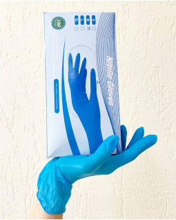 Перчатки голубые Nitrile Gloves нитрил гладкие S 1пара-foto2
