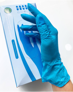 Перчатки голубые Nitrile Gloves нитрил гладкие М 1пара