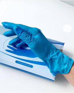 Перчатки голубые Nitrile Gloves нитрил гладкие М 50пар-foto2