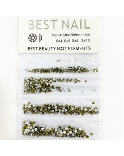 Стразы рядами Best Nail желтые