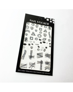 Наклейки Nail sticker f659 ч/б
