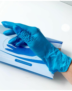 Перчатки голубые Nitrile Gloves нитрил гладкие L 50пар-foto2
